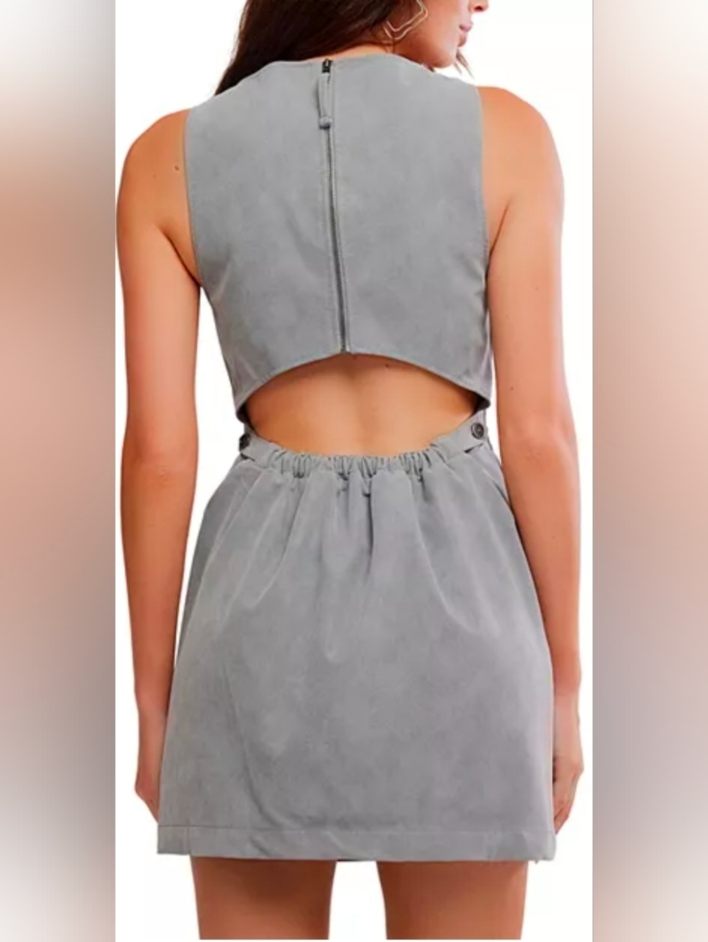 Free People Atlas Vegan Suede Mini Dress In Wild Dove  XL NWOT